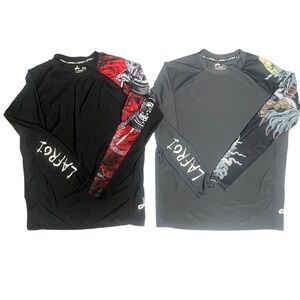 Lafroi Long Sleeve UPF 50+ Compression Rash Guard Graphic Shirt Bundle Men's XXL